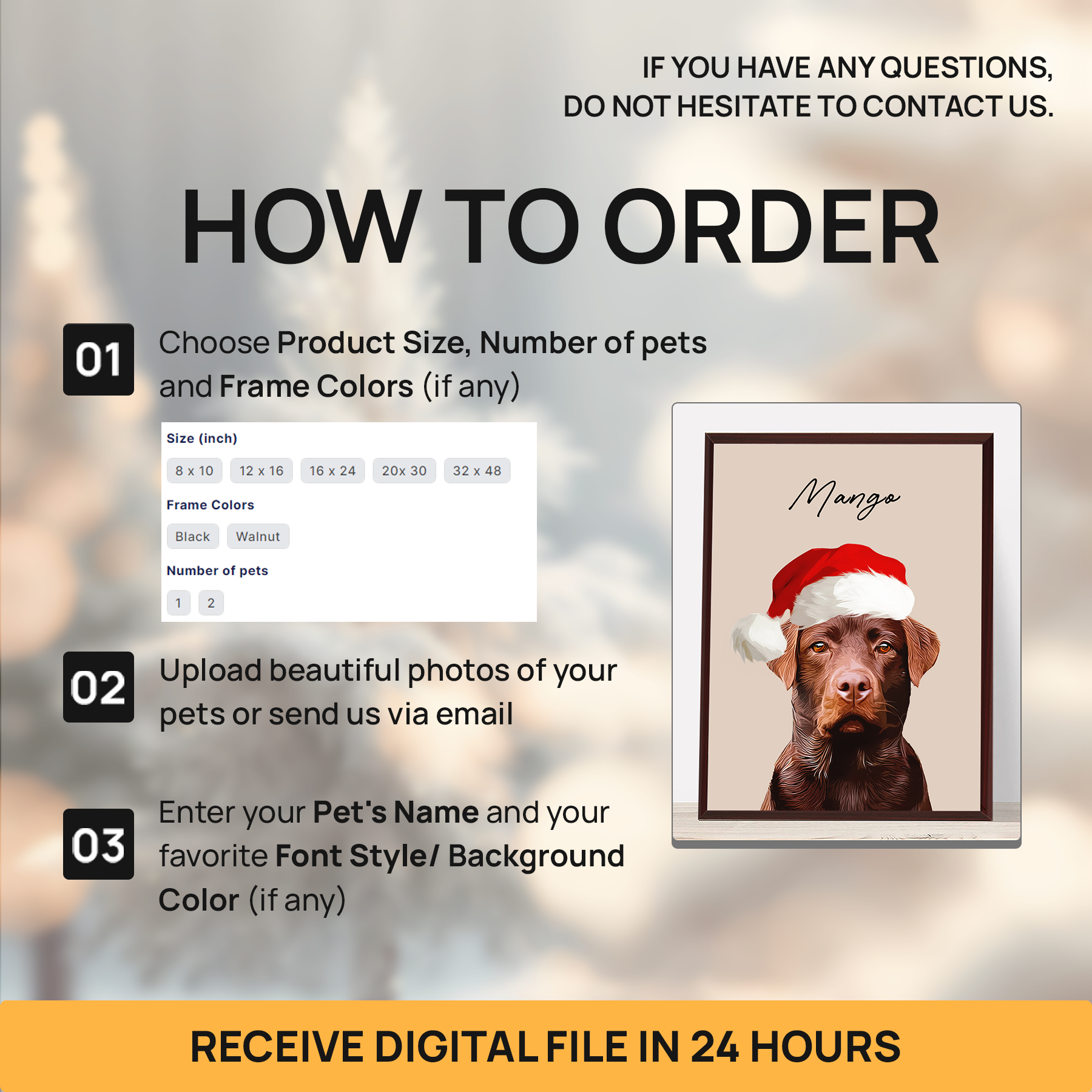 Custom Adorable Pet Photo, Personalized Canvas - Christmas Gift For Pet Owners