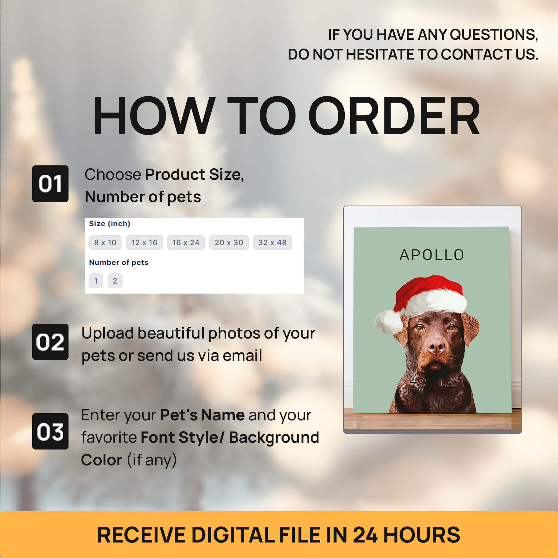 Custom Super Cute Pet Photo, Personalized Canvas - Christmas Gift For Pet Owners