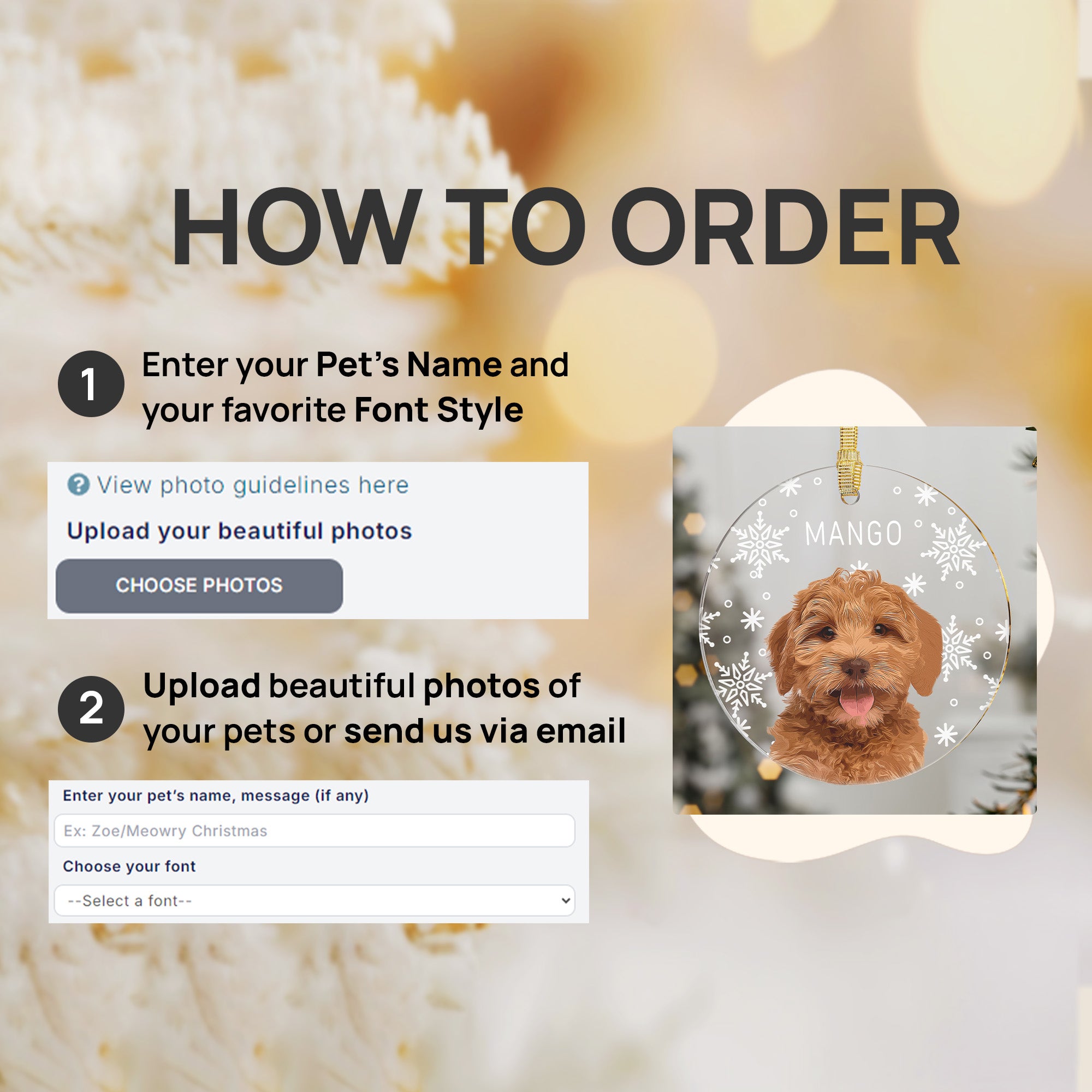 Custom Super Cute Pet Photo, Personalized One-Side Printed Snowflake Acrylic Ornament - Christmas Gift For Pet Owners