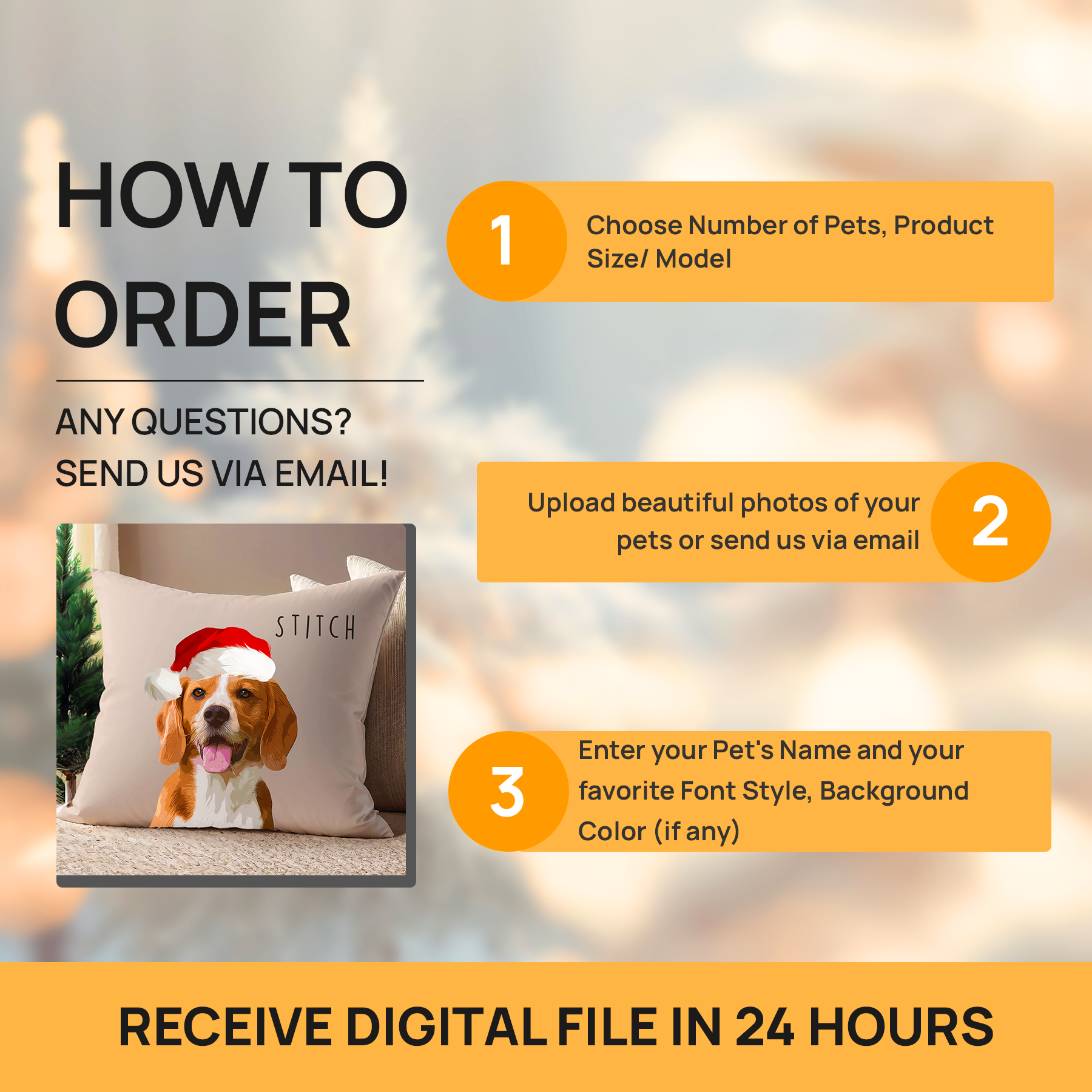Custom Adorable Pet Photo, Personalized Square Pillowcase - Christmas Gift For Pet Owners