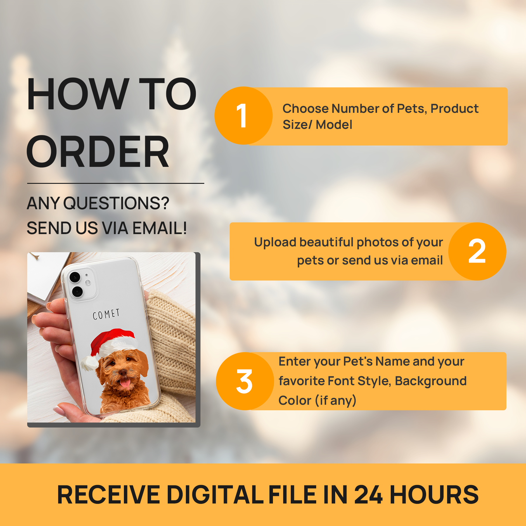 Custom Adorable Pet Photo, Personalized Clear Phone Case - Christmas Gift For Pet Owners