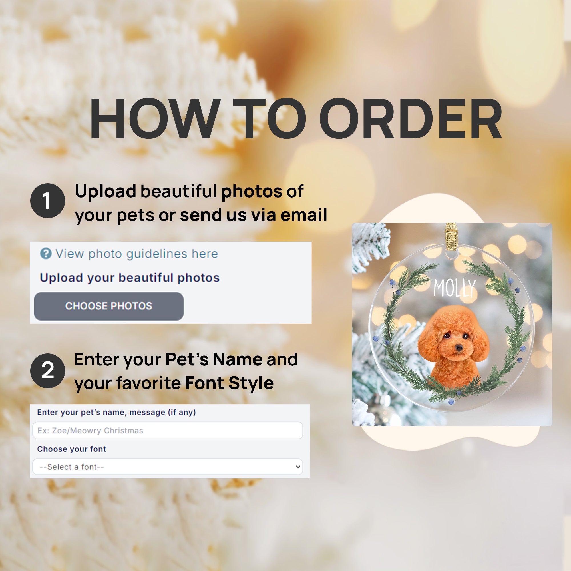 Custom Super Cute Pet Photo, Personalized One-Side Printed Acrylic Ornament - Christmas Gift For Pet Lovers