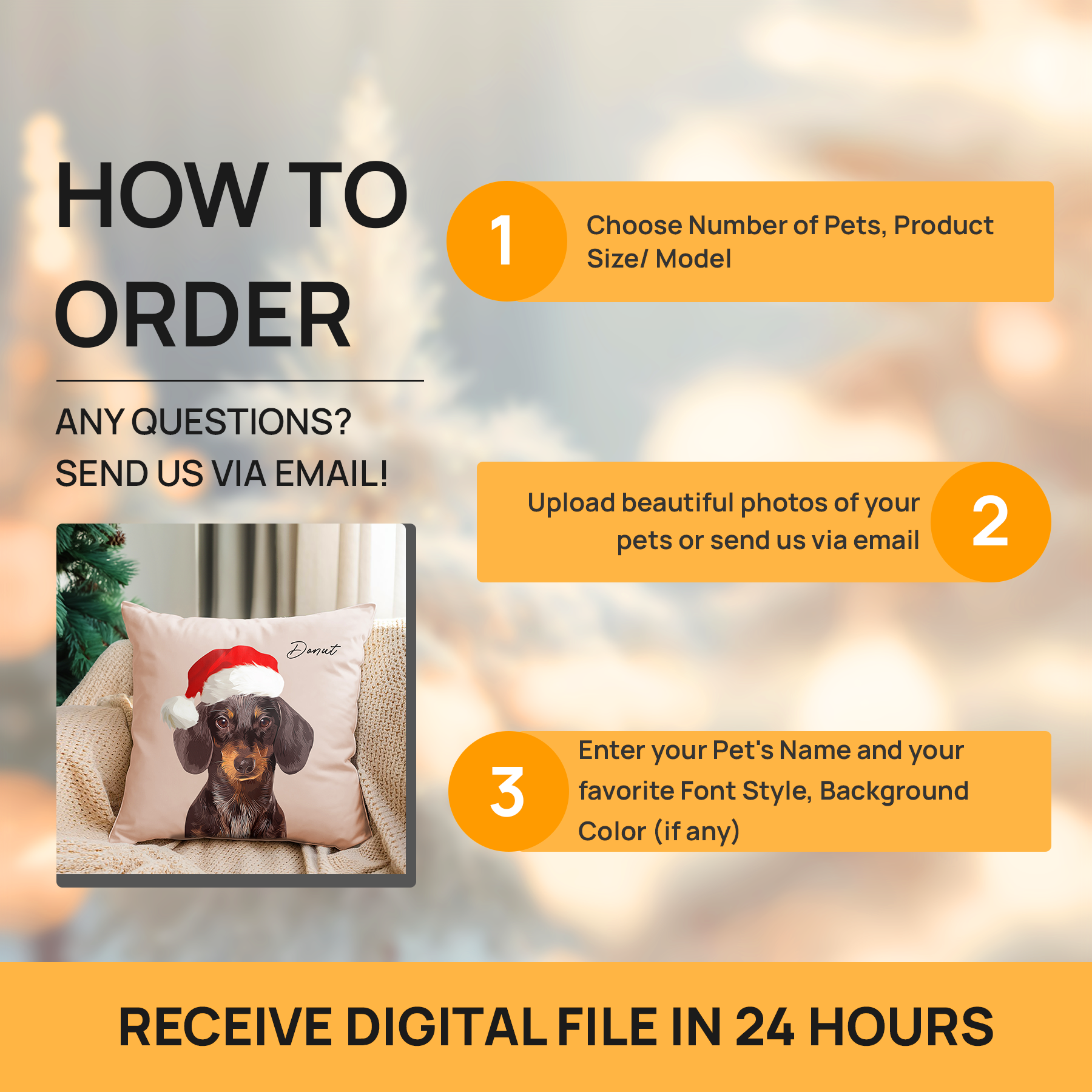Custom Adorable Pet Photo, Personalized Faux Pillowcase - Christmas Gift For Pet Owners