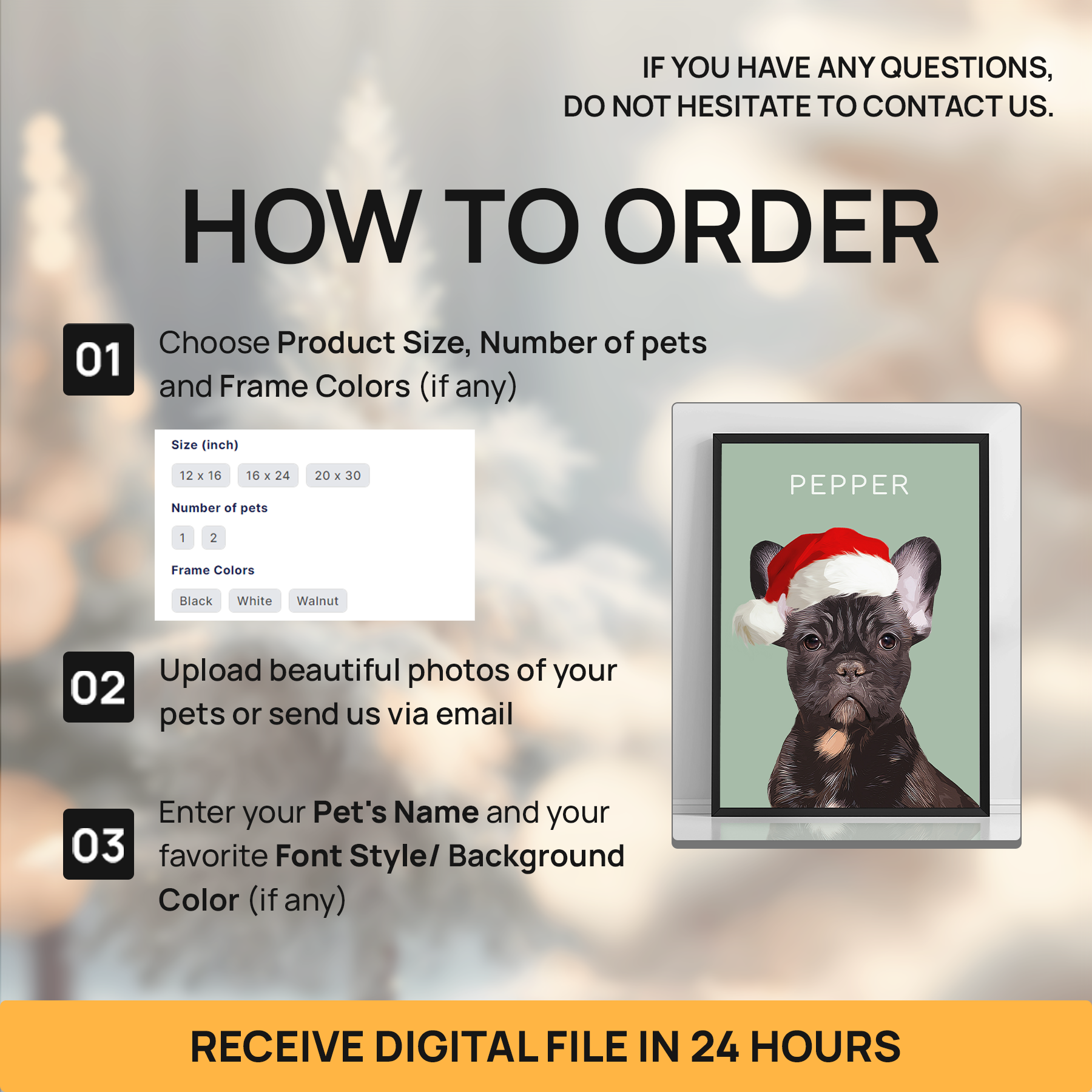 Custom Super Cute Pet Photo, Personalized Frame Poster - Christmas Gift For Pet Owners
