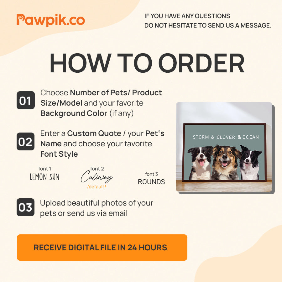 Super Cute Customized Cat Portrait Cartoon Horizontal Frame Canvas - Gift for Pet Lovers