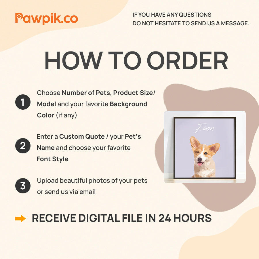 Super Cute Custom Dog Square Frame Canvas - Gift for Pet Lovers