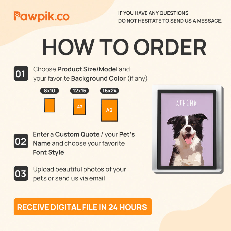 Lovely Customized Cat Portrait Vertical Frame Canvas - Gift For Pet Lovers