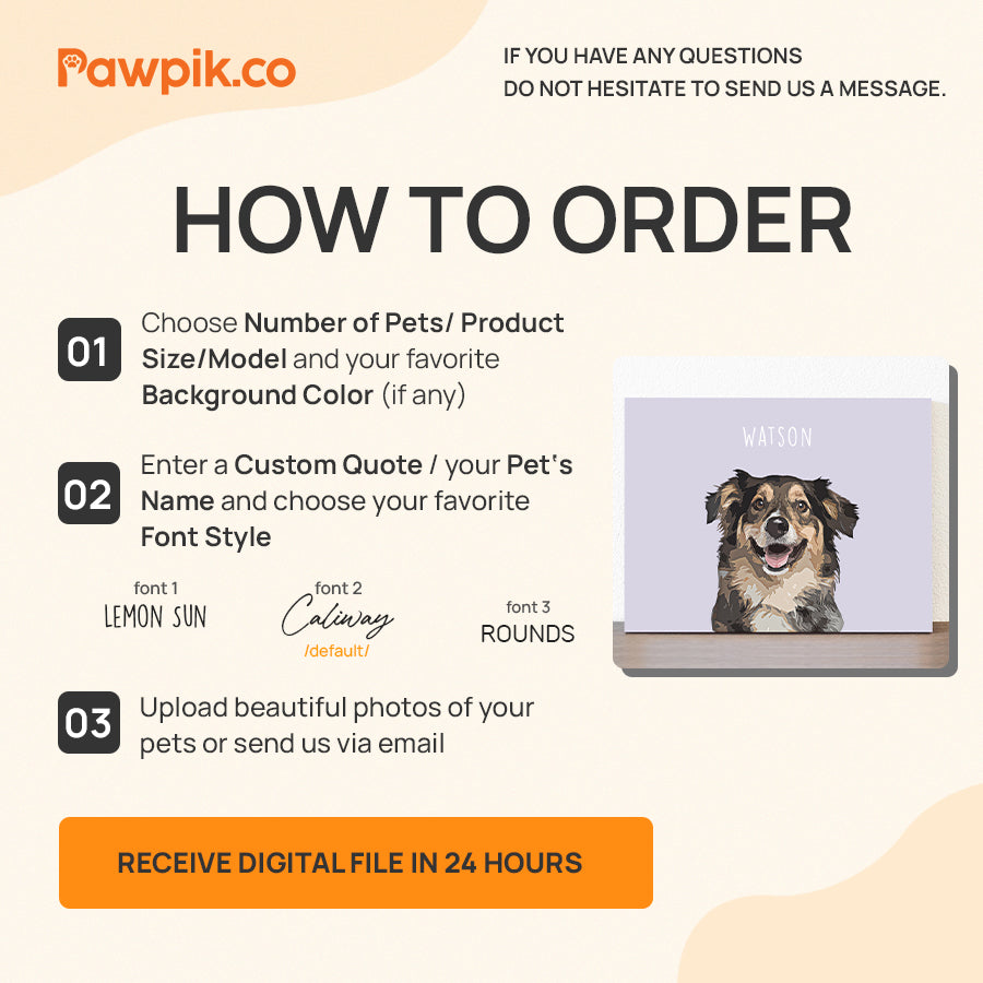 Super Cute Custom Dod & Cat Portrait Horizontal Canvas - Gift For Pet Lovers