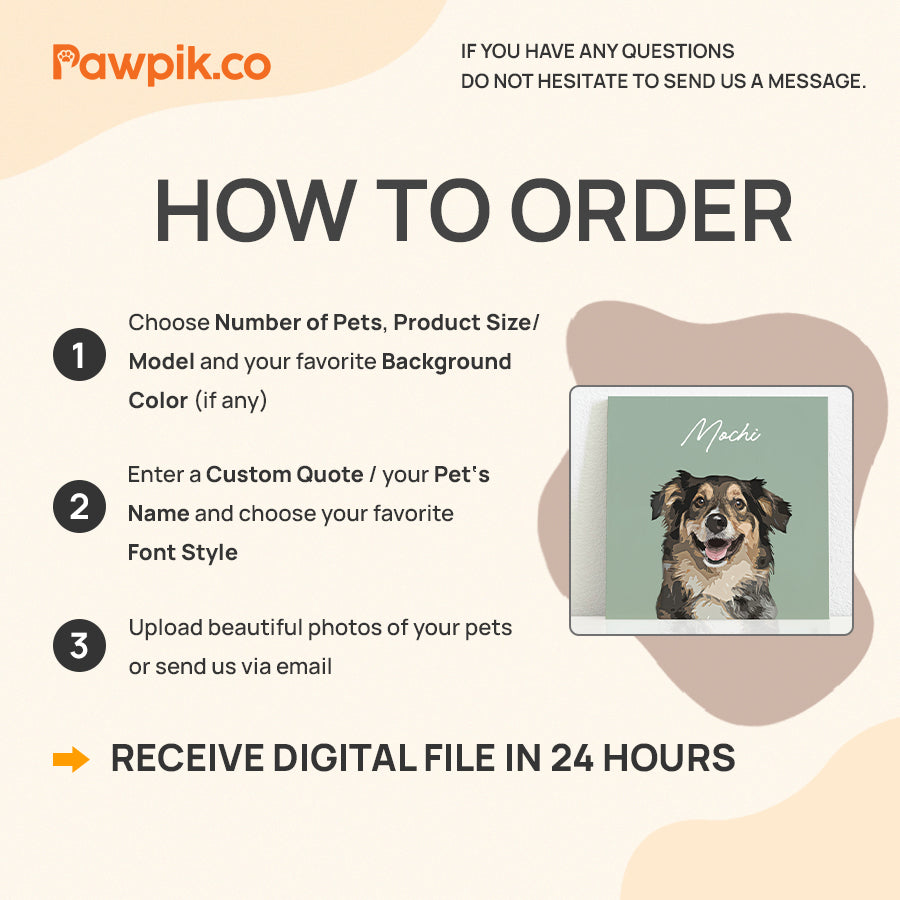Super Adorable Custom Pet Portrait Square Canvas - Gift For Dog Lovers