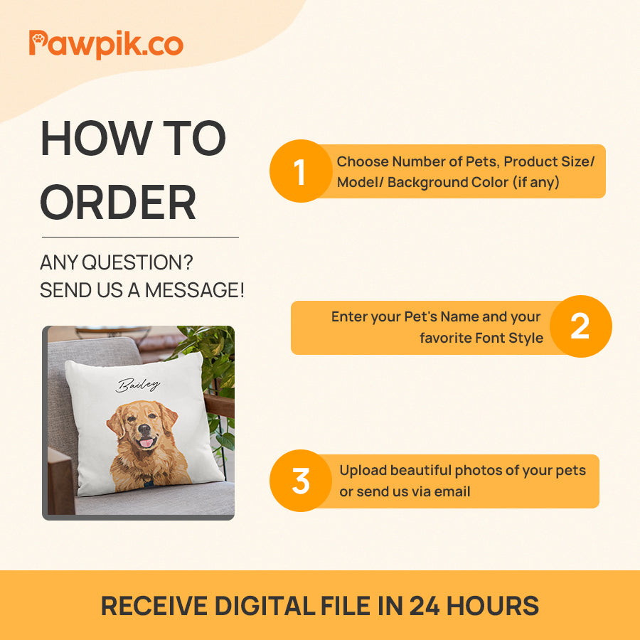 Super Adorable Custom Dog Portrait Cartoon Square Pillow - Gift For Pet Lovers