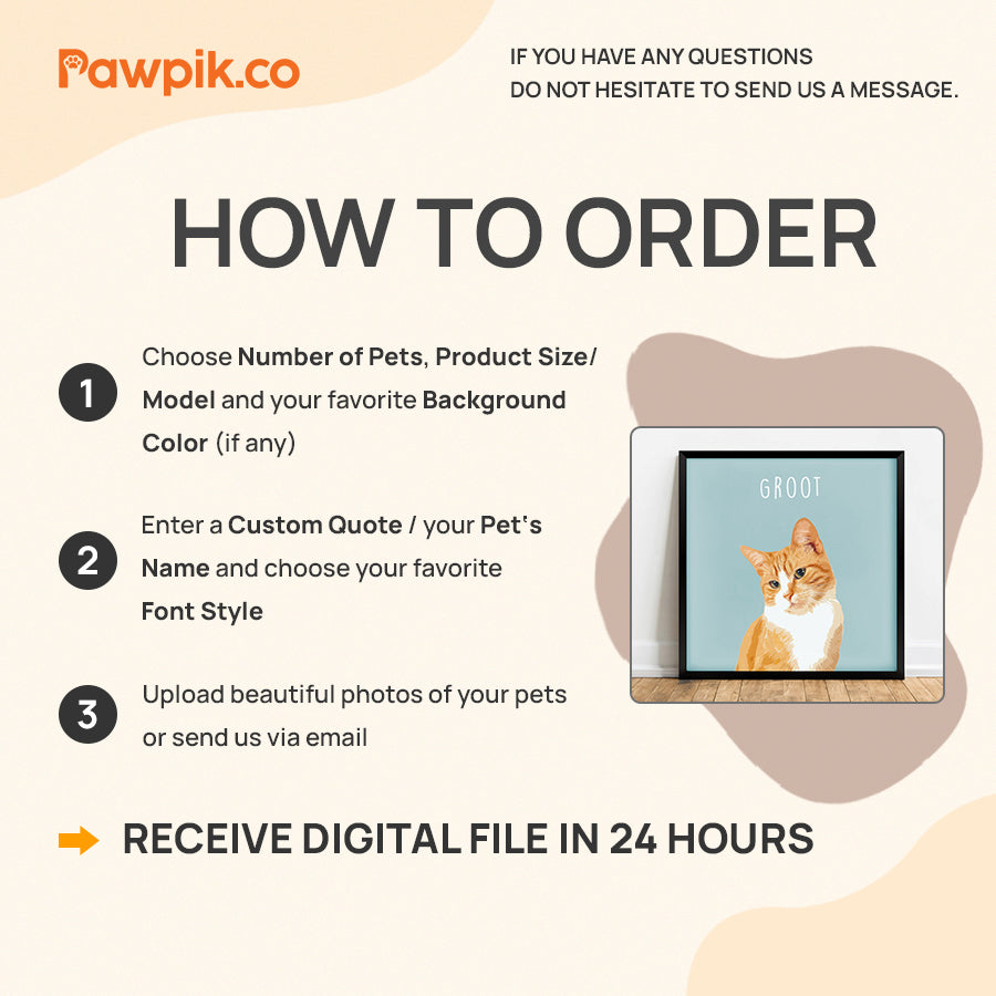 Super Cute Personalized Cat Portrait Square Frame Poster - Gift For Pet Lovers