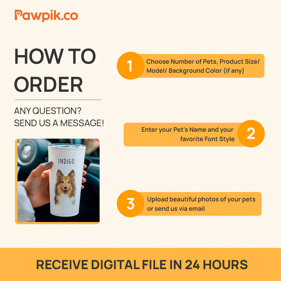 Personalized Adorable Pet Portrait Push-on Lid Tumbler - Gift For Pet Lovers