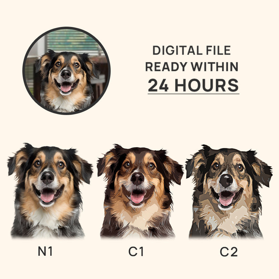 Digital Customized Pet Portrait Canvas & Poster - Gift For Dog Lovers