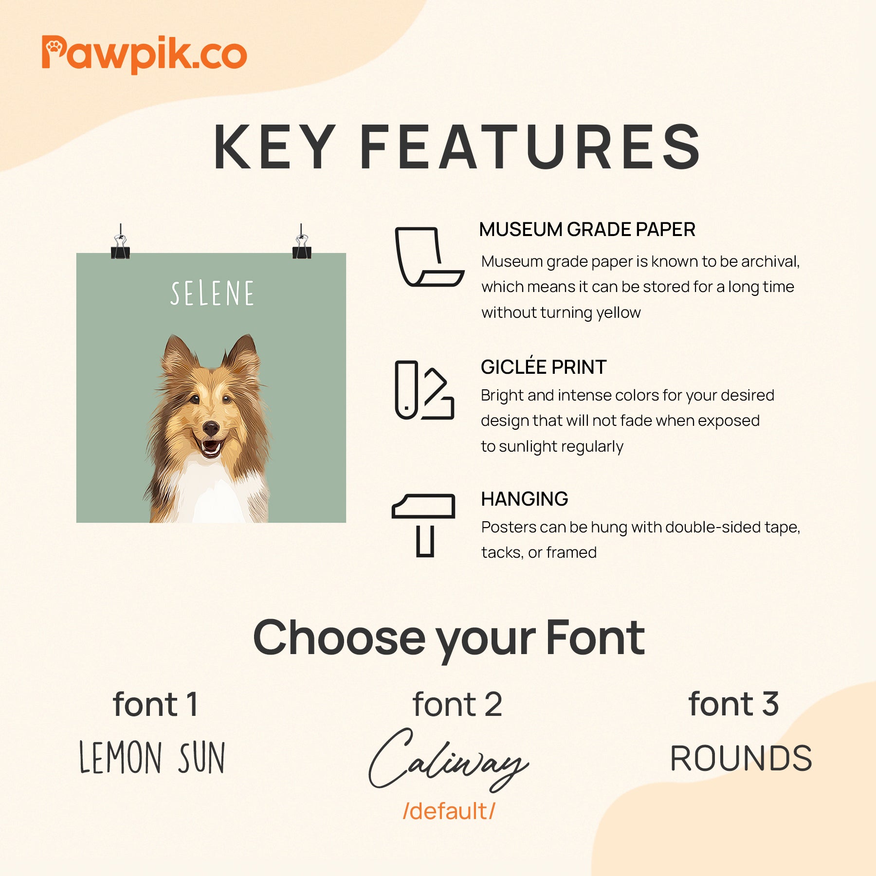 Super Cute Personalized Pet Square Poster - Gift For Dog & Cat Lovers