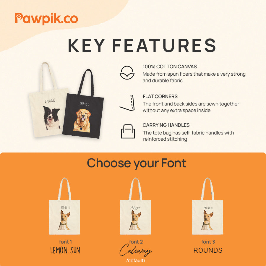 Personalized Adorable Pet Portrait Tote Bag - Gift for Pet Lovers