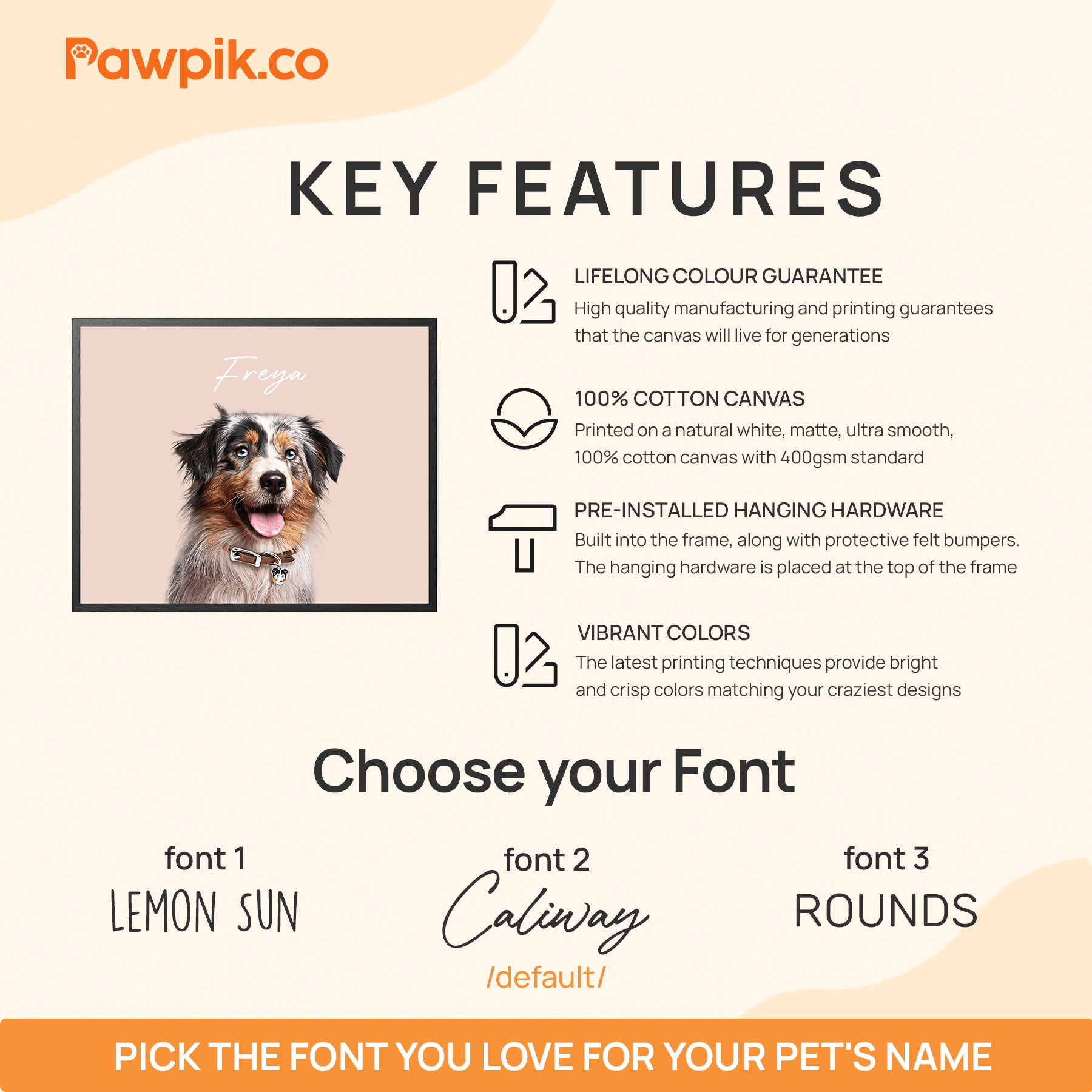 Lovely Personalized Pet Portrait Horizontal Frame Canvas - Gift for Friends