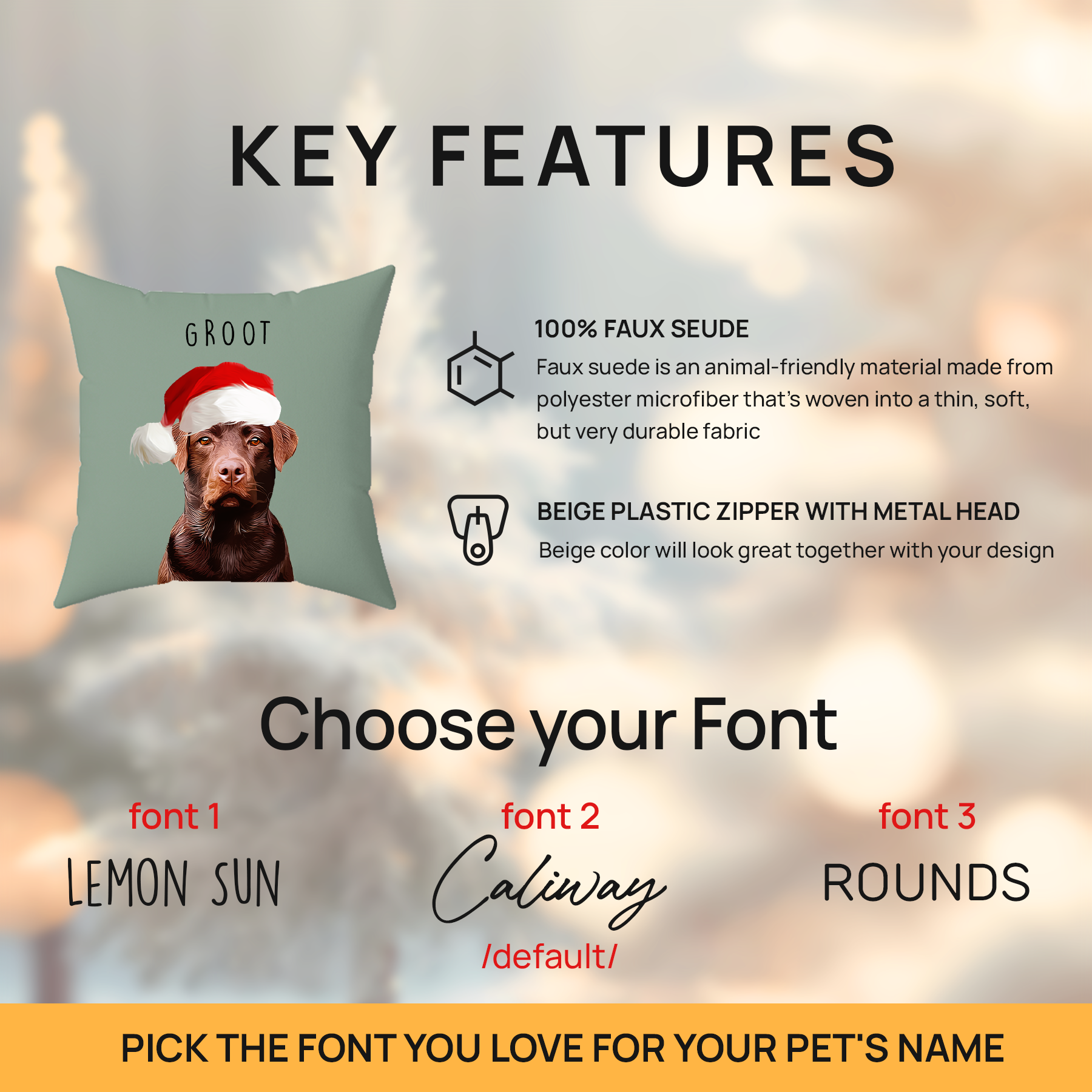 Custom Super Cute Pet Photo, Personalized Faux Suede Square Pillowcase - Christmas Gift For Pet Owners