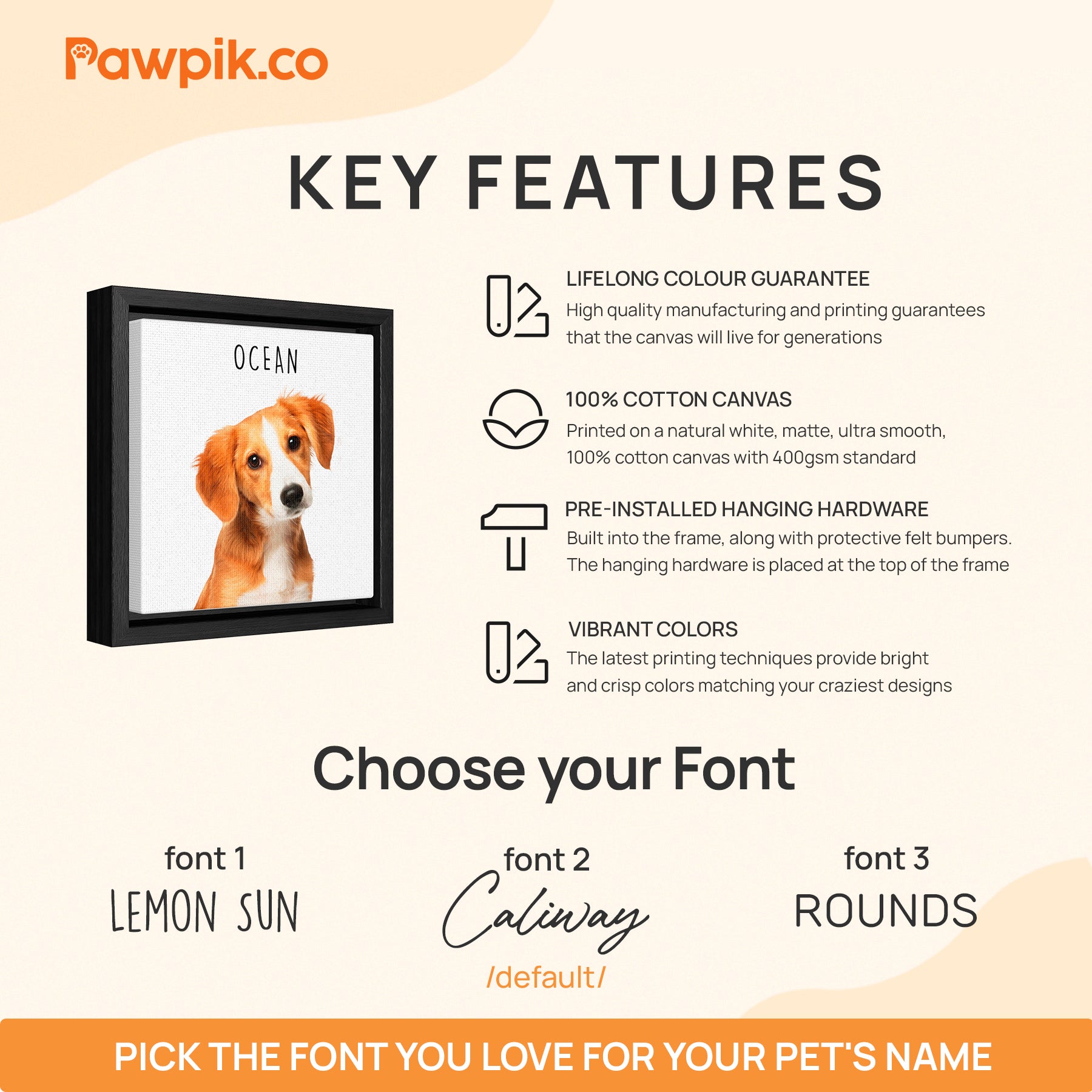 Super Cute Custom Dog Square Frame Canvas - Gift for Pet Lovers