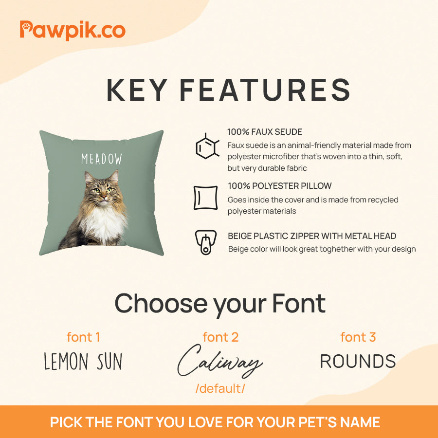 Lovely Customized Cat Cartoon Faux Suede Square Pillow - Gift For Pet Lovers