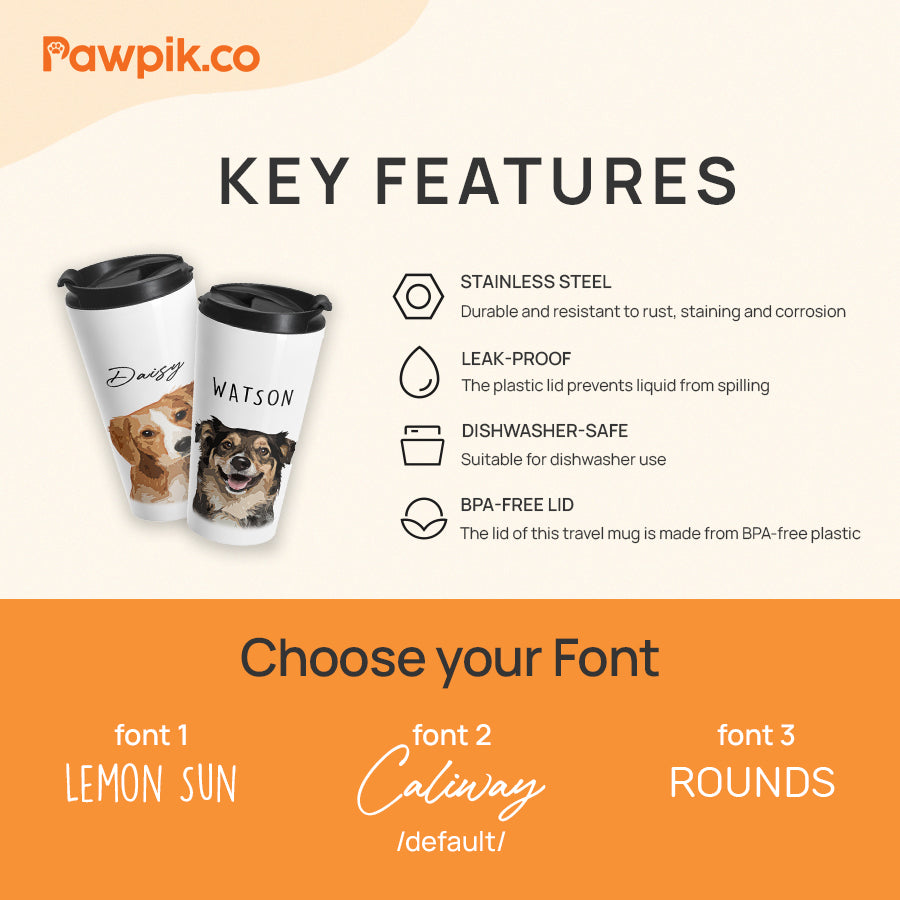 Personalized Impressive Pet Portrait Flip-top Lid Tumbler - Gift For Pet Lovers