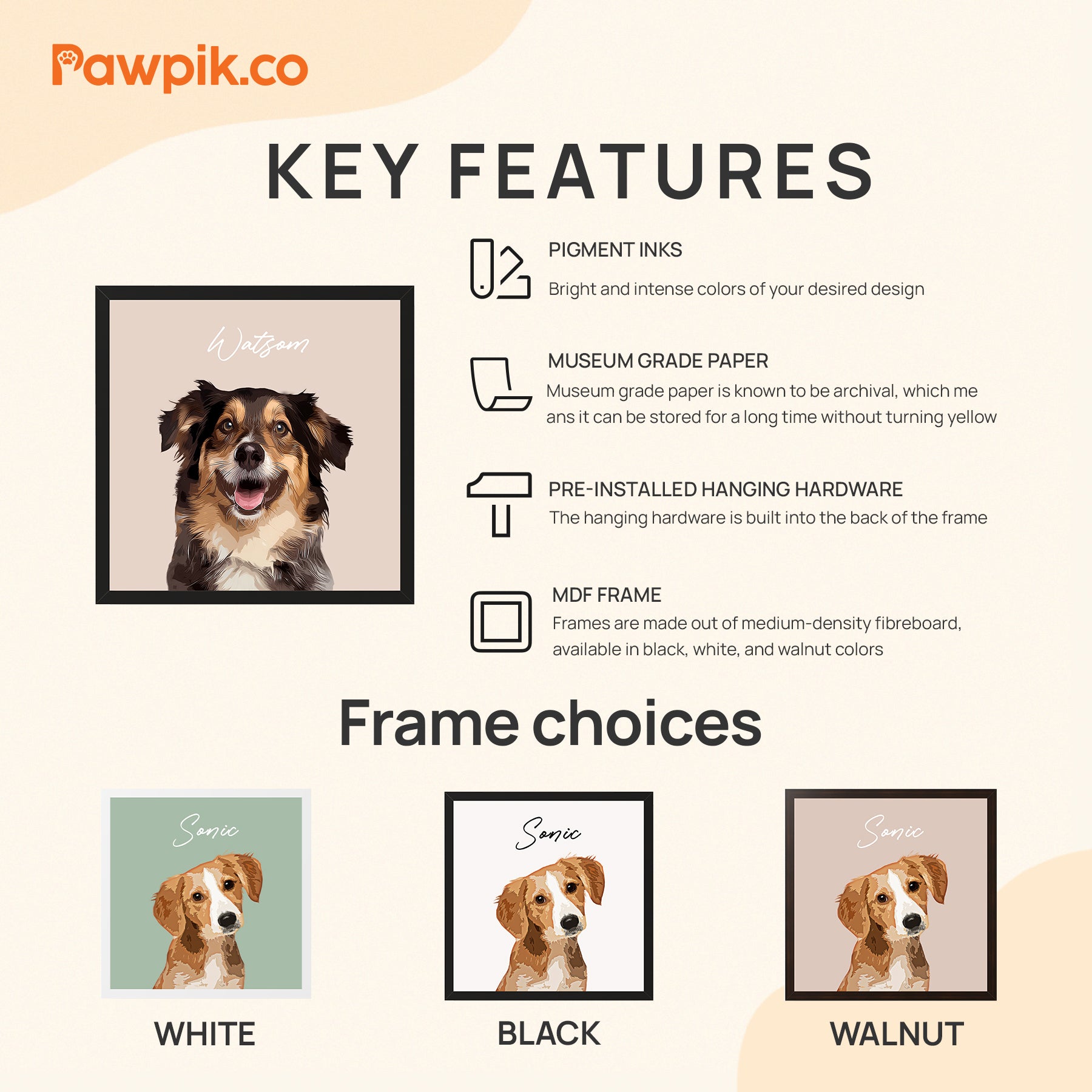 Lovely Custom Dog Portrait Square Frame Poster- Gift For Pet Lovers