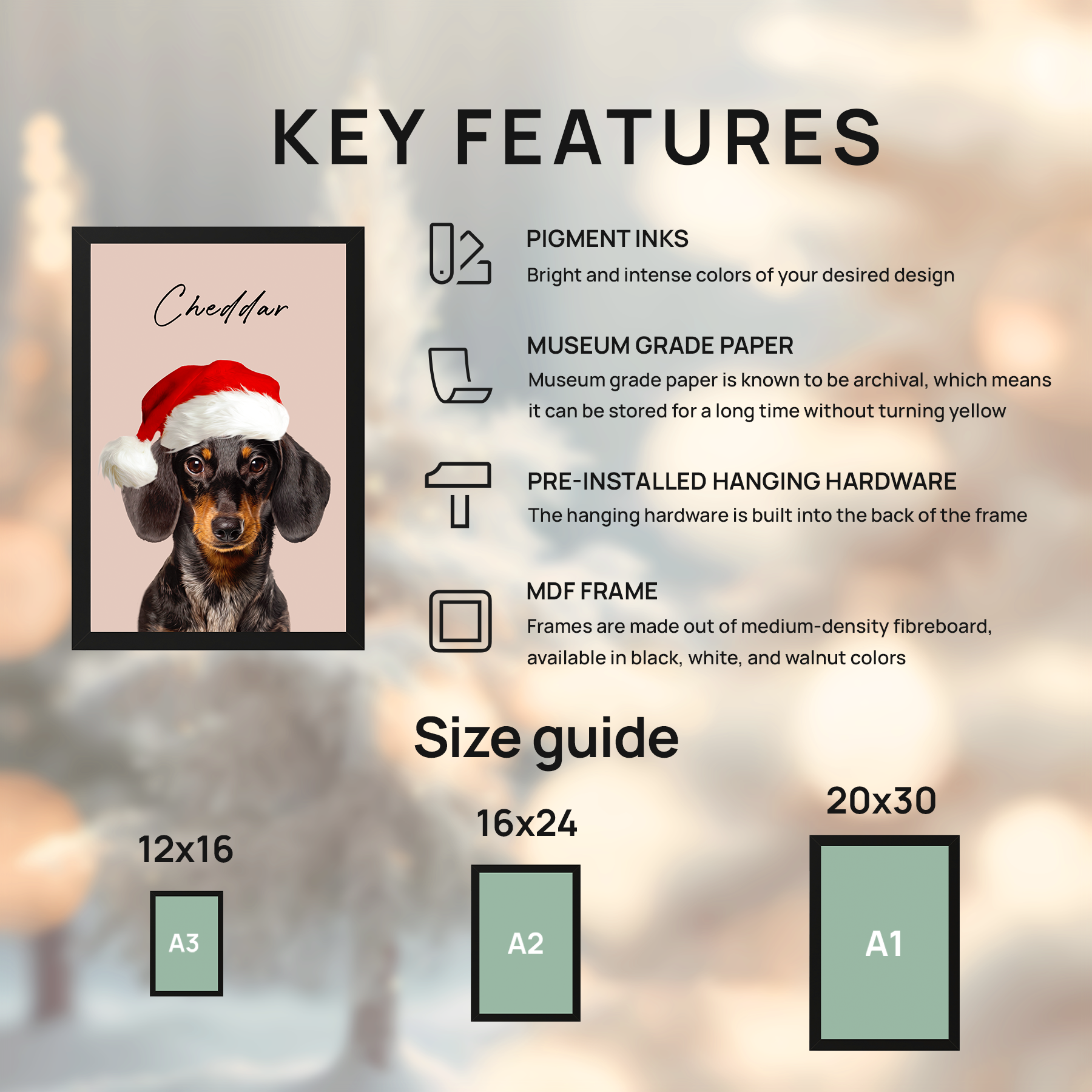 Custom Adorable Pet Photo, Personalized Frame Poster - Christmas Gift For Pet Owners