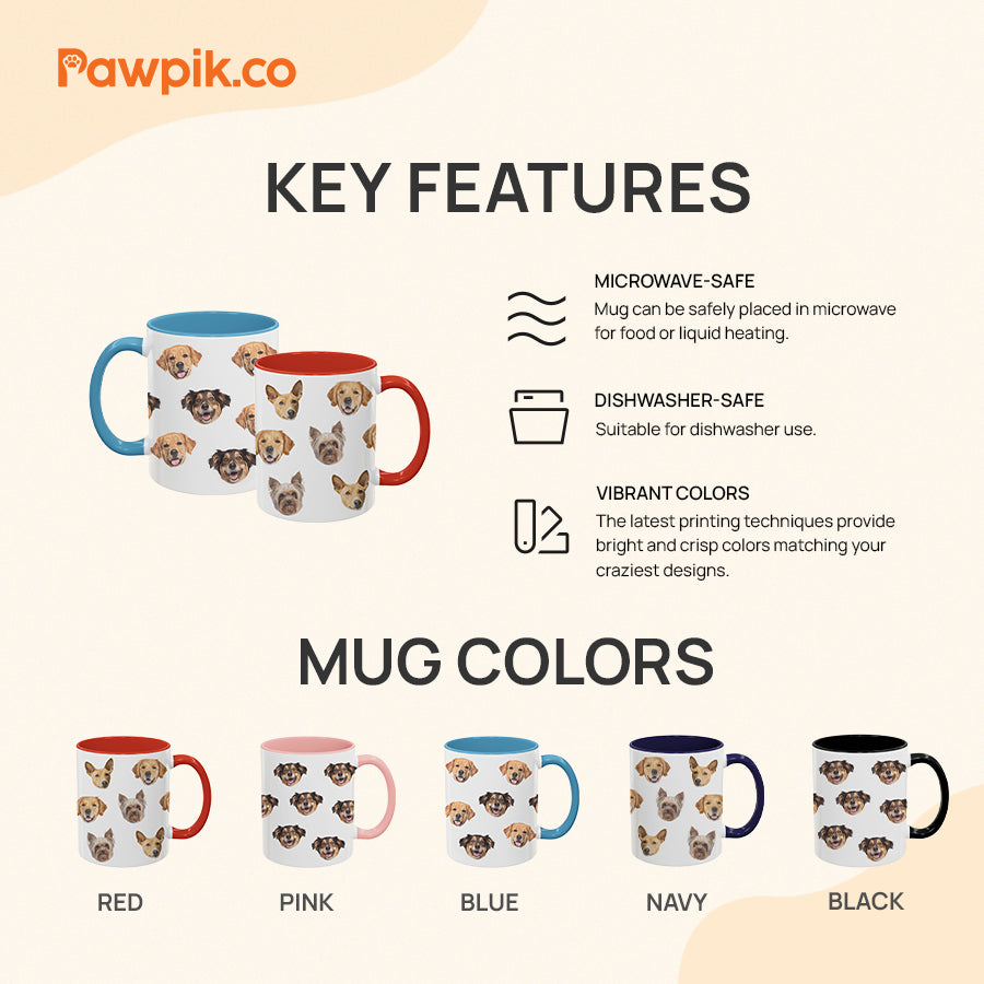 Personalized Adorable Pet Face Accent Mug - Gift for Pet Lovers