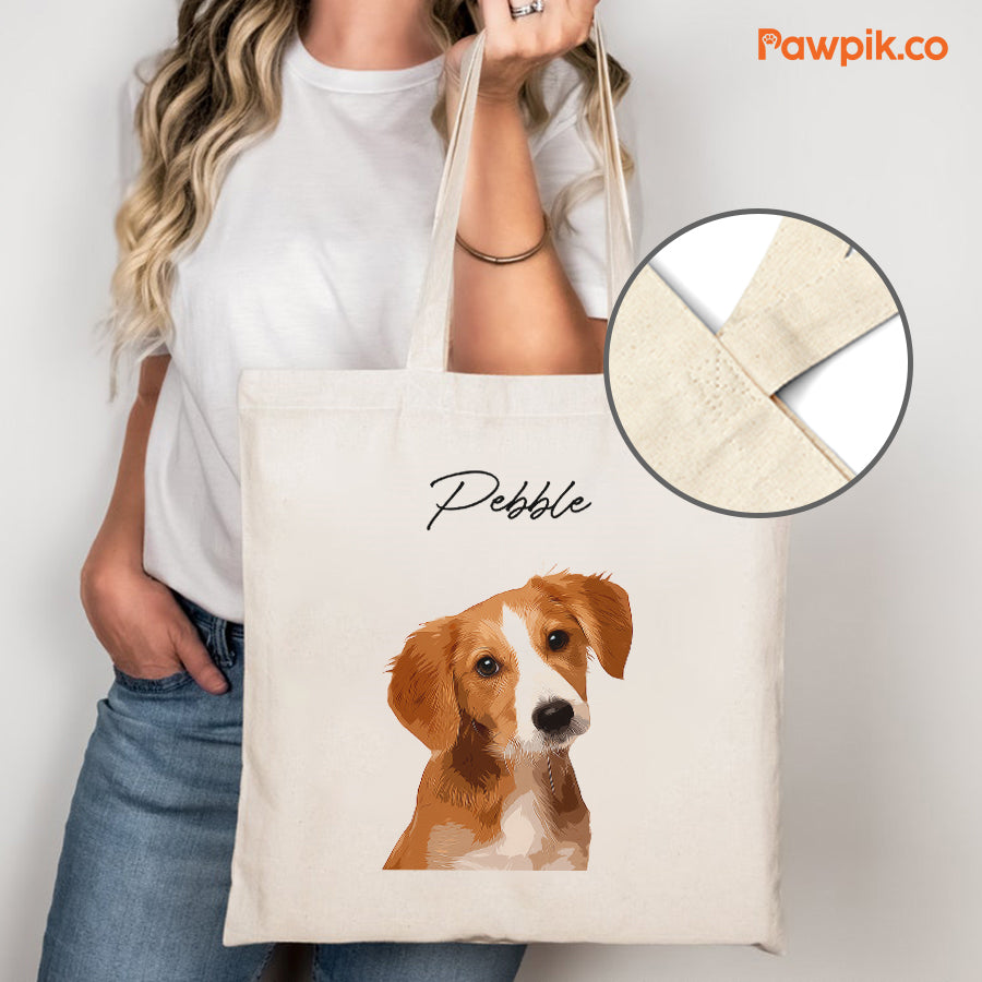 Personalized Adorable Pet Portrait Tote Bag - Gift for Pet Lovers