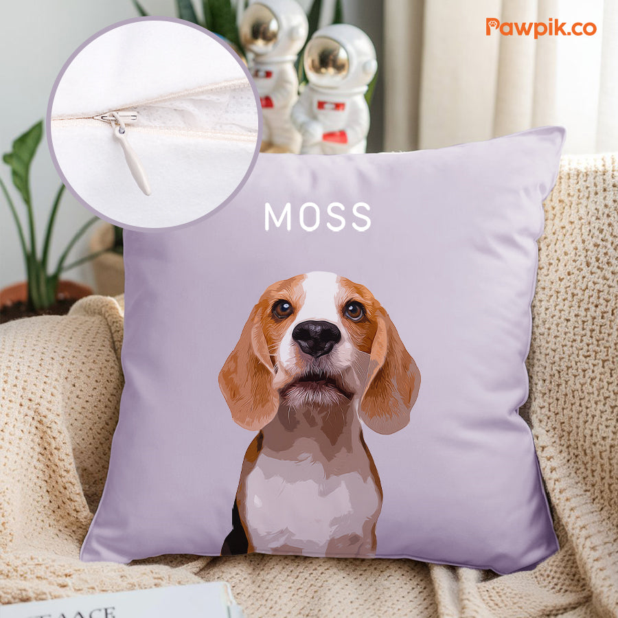 Funny Custom Dog Cartoon Faux Suede Square Pillow - Gift For Pet Lovers