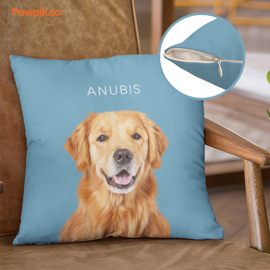 Super Cute Customized Pet Portrait Square Pillow - Gift For Dog Lovers