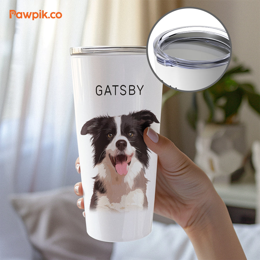 Personalized Adorable Pet Portrait Push-on Lid Tumbler - Gift For Pet Lovers