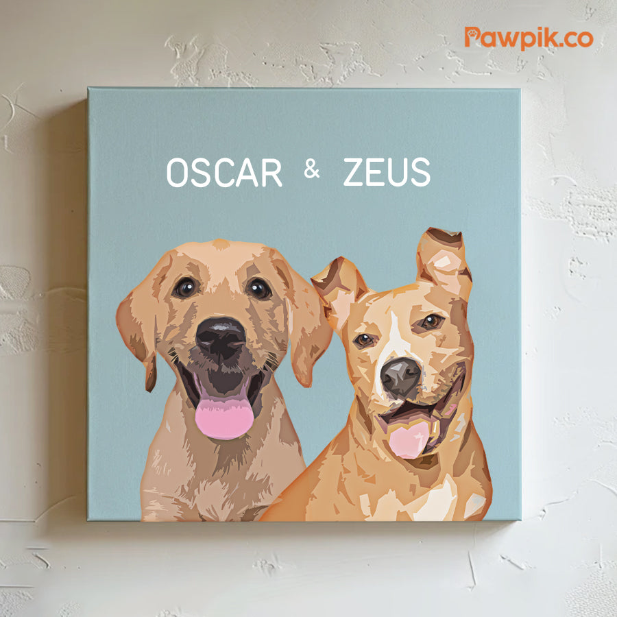 Digital Customized Pet Portrait Canvas & Poster - Gift For Dog Lovers