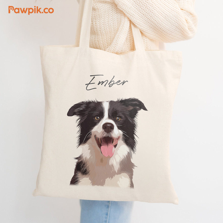Personalized Adorable Pet Portrait Tote Bag - Gift for Pet Lovers