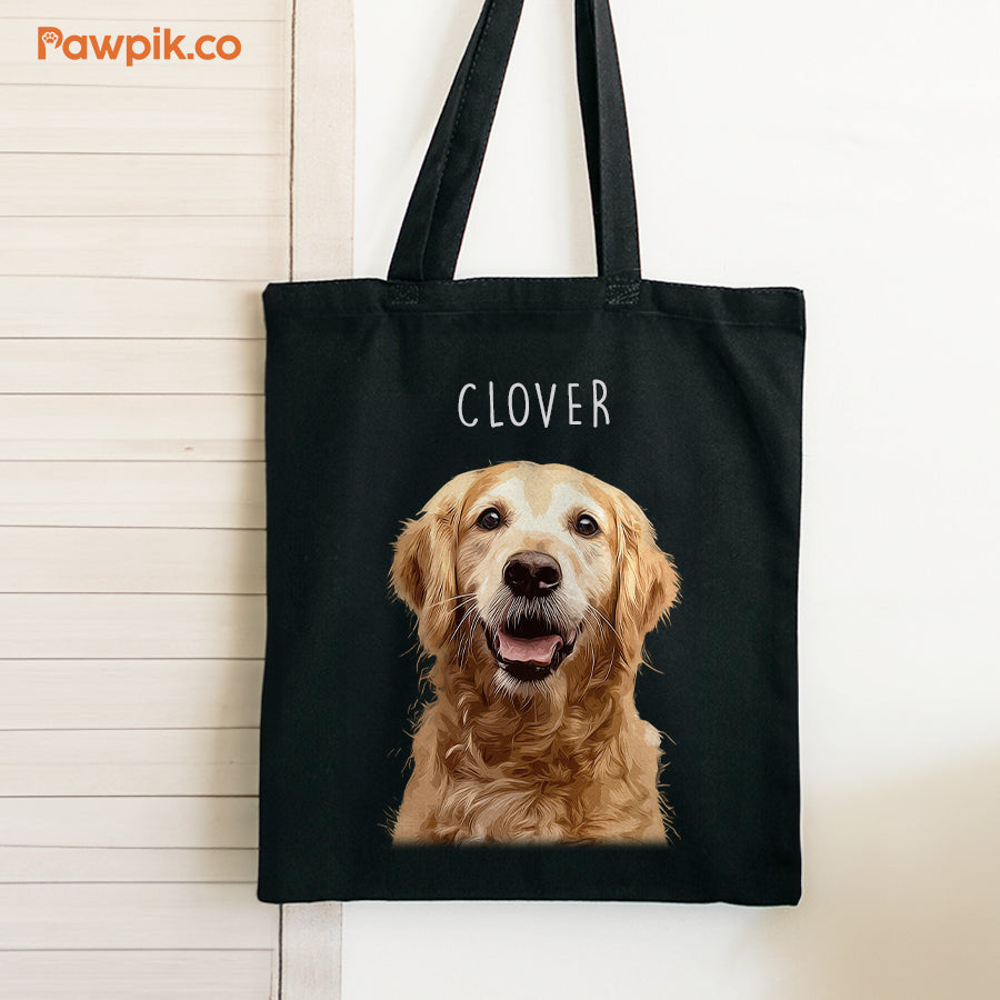 Personalized Adorable Pet Portrait Tote Bag - Gift for Pet Lovers