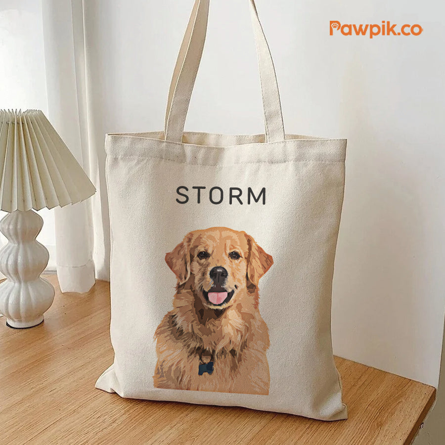Personalized Super Cute Pet Portrait Tote Bag - Gift for Pet Lovers