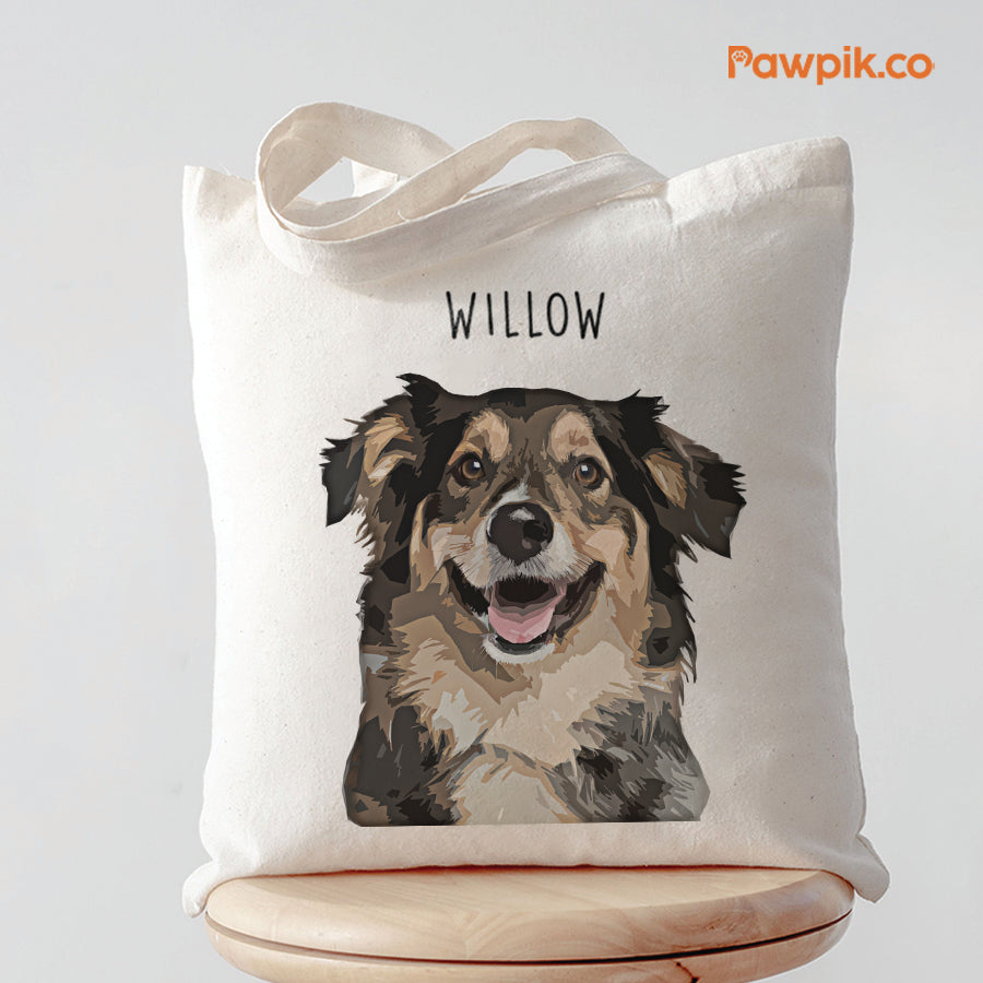Personalized Super Cute Pet Portrait Tote Bag - Gift for Pet Lovers