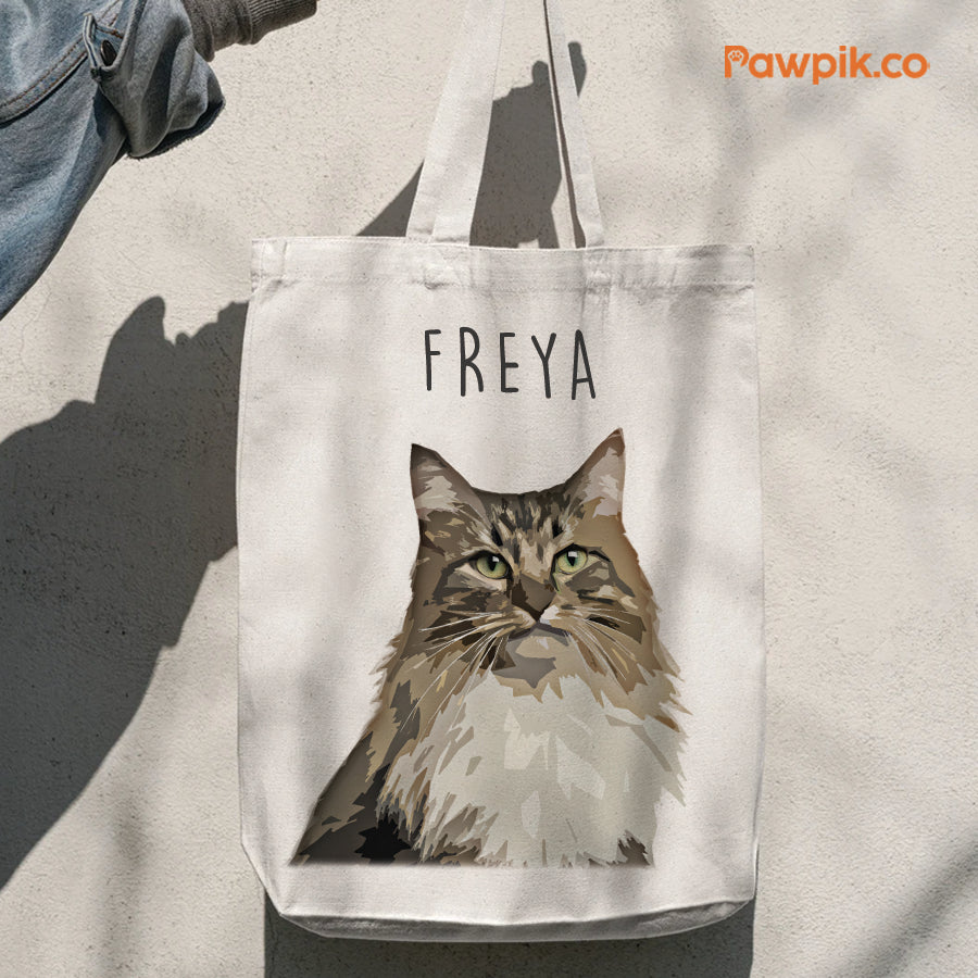 Personalized Super Cute Pet Portrait Tote Bag - Gift for Pet Lovers