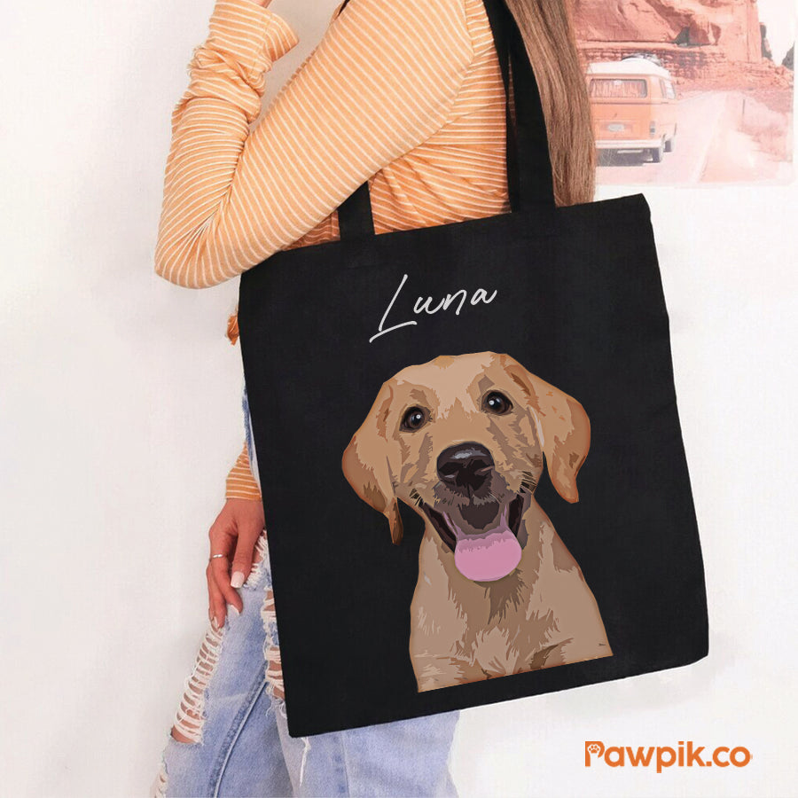Personalized Super Cute Pet Portrait Tote Bag - Gift for Pet Lovers