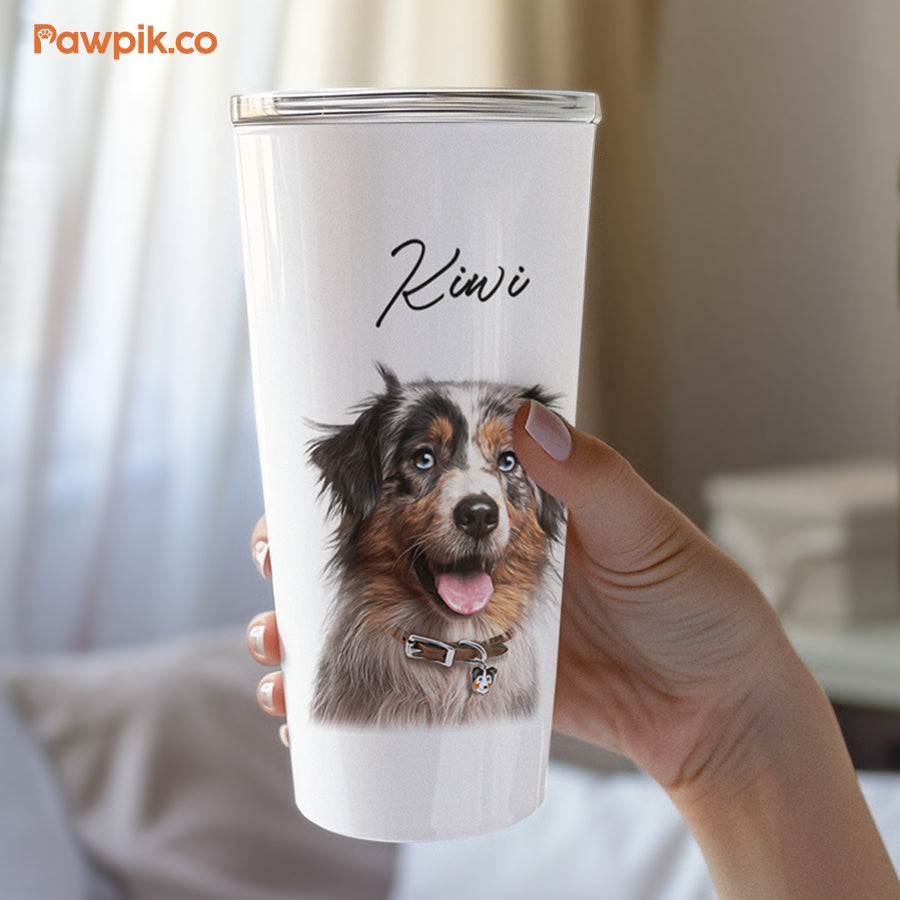 Personalized Colorful Pet Portrait Push-on Lid Tumbler - Gift For Pet Lovers