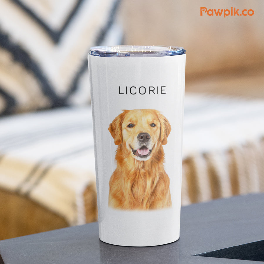 Personalized Colorful Pet Portrait Push-on Lid Tumbler - Gift For Pet Lovers