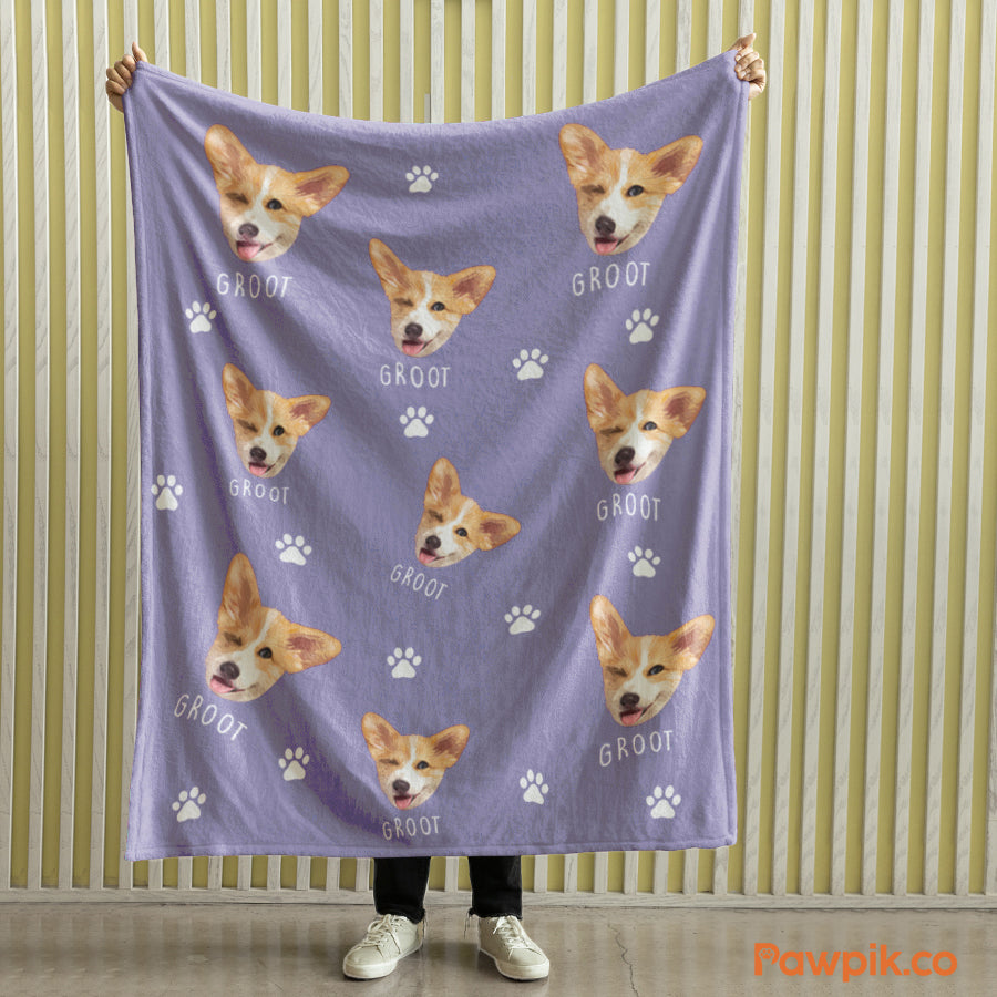 Lovely Customized Dog Cartoon Velvet Blanket - Gift For Pet Lovers