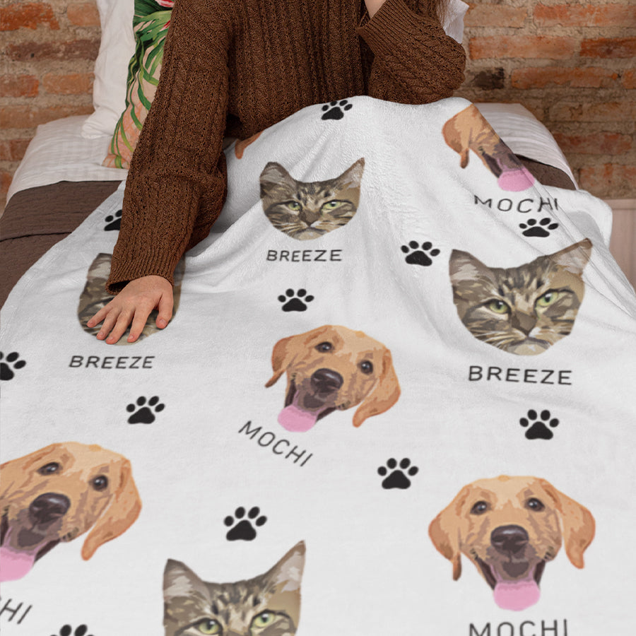 Funny Custom Cat Cartoon Velvet Blanket - Gift For Pet Lovers