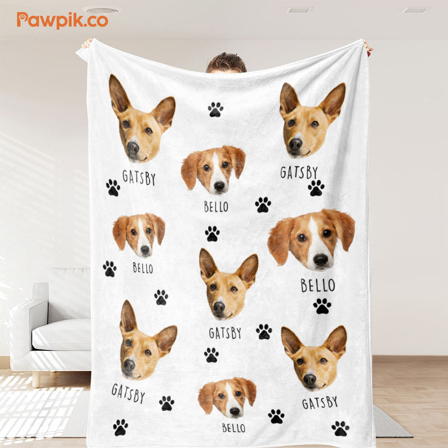 Super Cute Personalized Dog & Cat Velvet Blanket - Gift For Pet Lovers