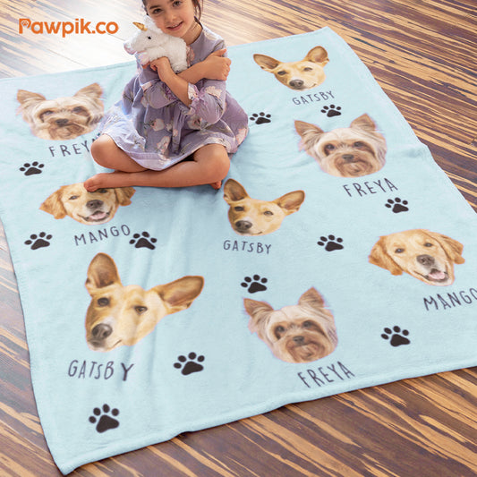 Super Cute Personalized Dog & Cat Velvet Blanket - Gift For Pet Lovers
