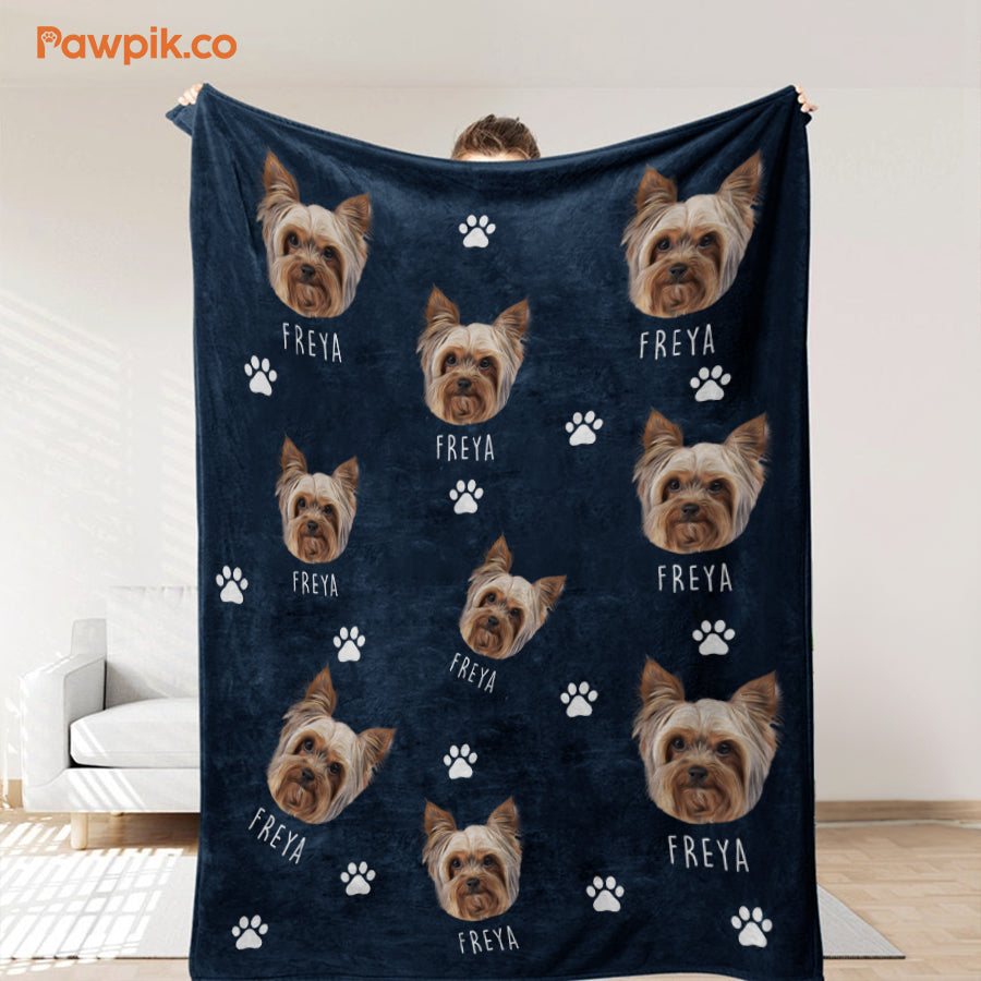 Super Cute Personalized Dog & Cat Velvet Blanket - Gift For Pet Lovers