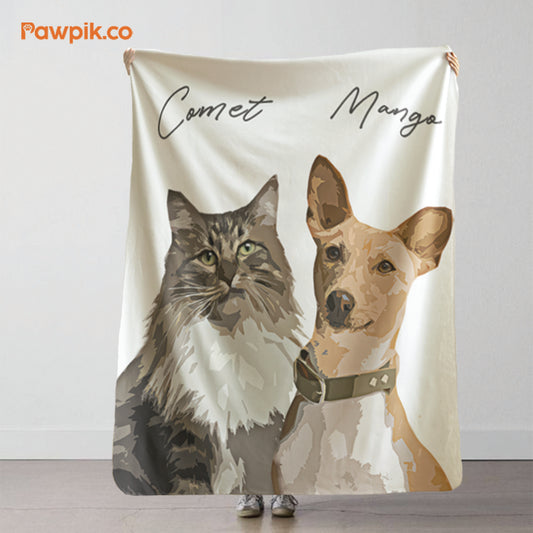 Super Adorable Customized Cat Cartoon Sherpa Fleece Blanket - Gift For Pet Lovers