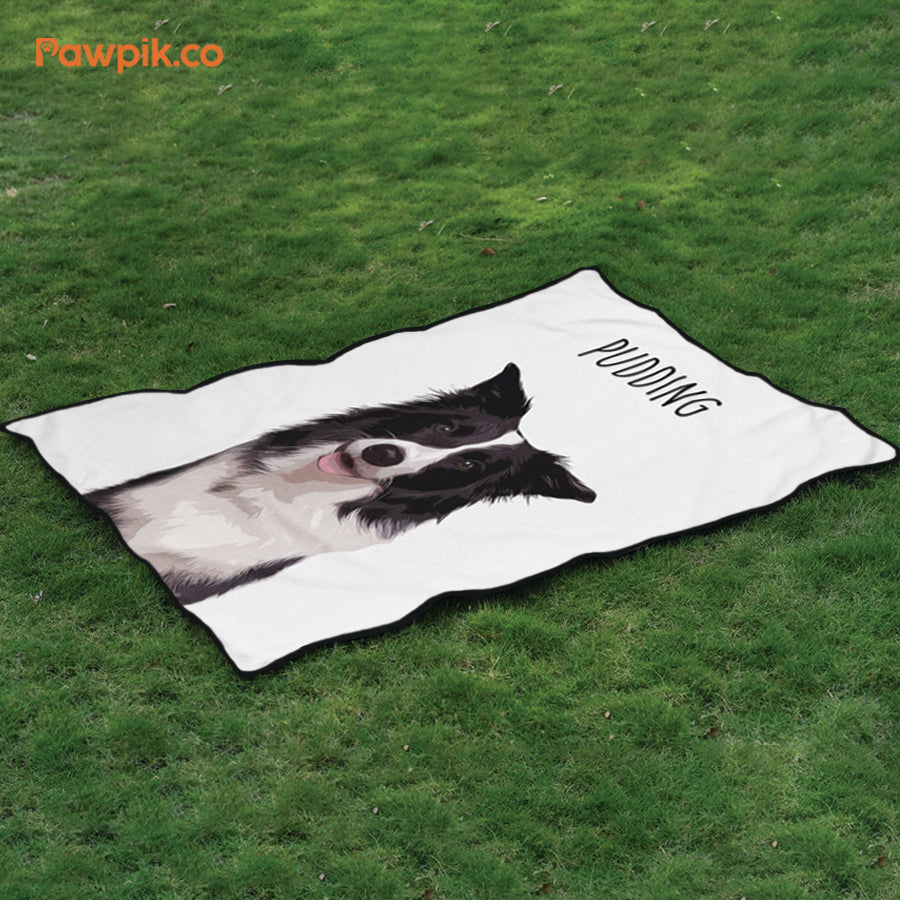 Funny Custom Dog Cartoon Picnic Blanket - Gift For Bestie
