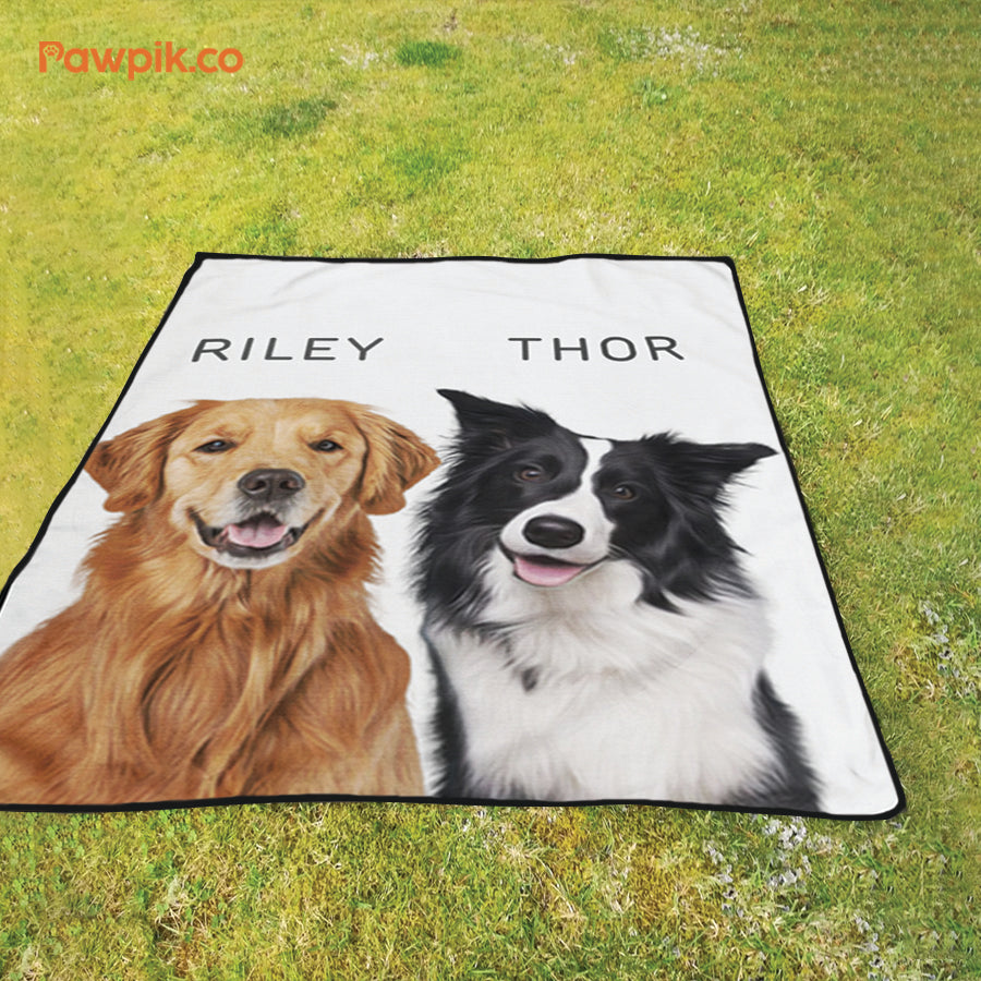 Super Adorable Personalized Pet Picnic Blanket - Gift For Dog & Cat Lovers