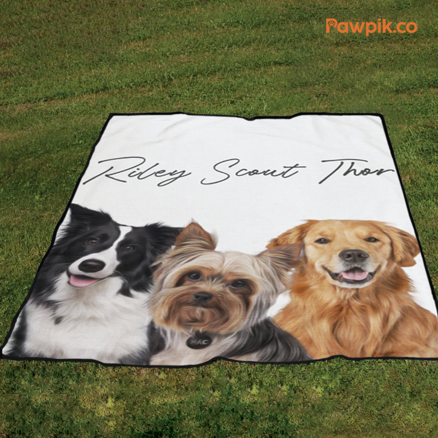 Super Adorable Personalized Pet Picnic Blanket - Gift For Dog & Cat Lovers