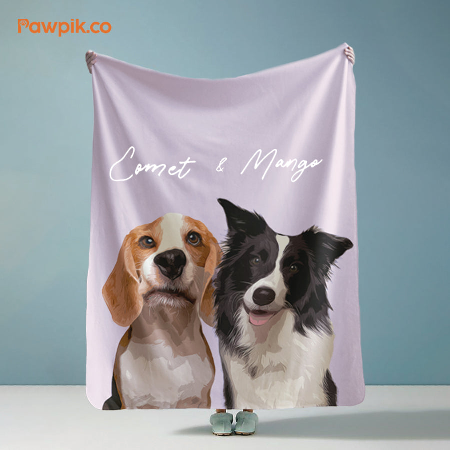 Super Cute Custom Dog Cartoon Sherpa Fleece Blanket - Gift For Pet Lovers